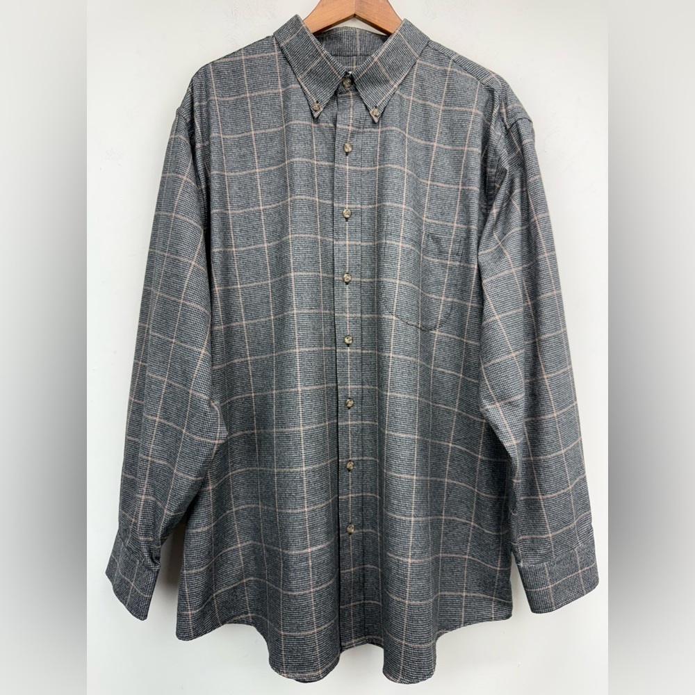 Patrick James size XXL Men’s Gray Plaid Wool Blend Long Sleeve Button Down Shirt